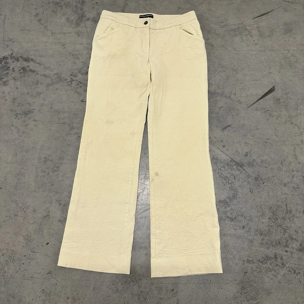 Dolce & Gabbana Vintage 90's Wool Blend Pants Beige Size 40 Made In‎ Italy